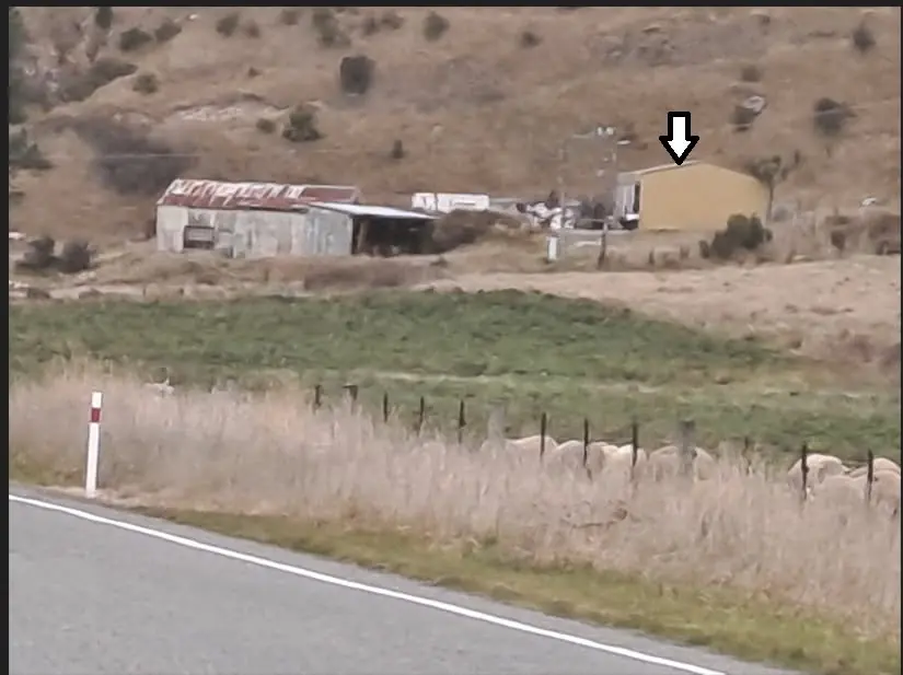 The IES workshop seen from Mouse Point Road, arrowed in the original photo